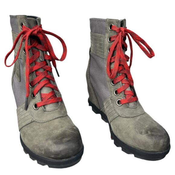 Sorel Women’s Lexie Brown Leather Wedge Ankle Boots Size Size US 7 - Picture 5 of 10